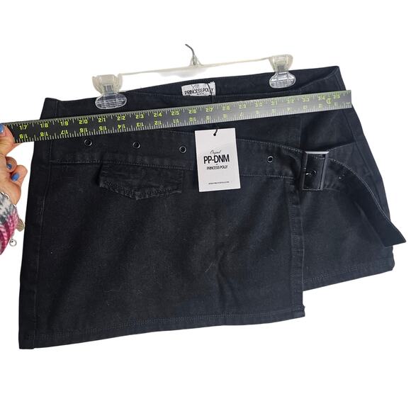 Princess Polly Sz10 NWT SuperShort black JeanSkirts with Wide Belt Sexy Stunning - Picture 6 of 16